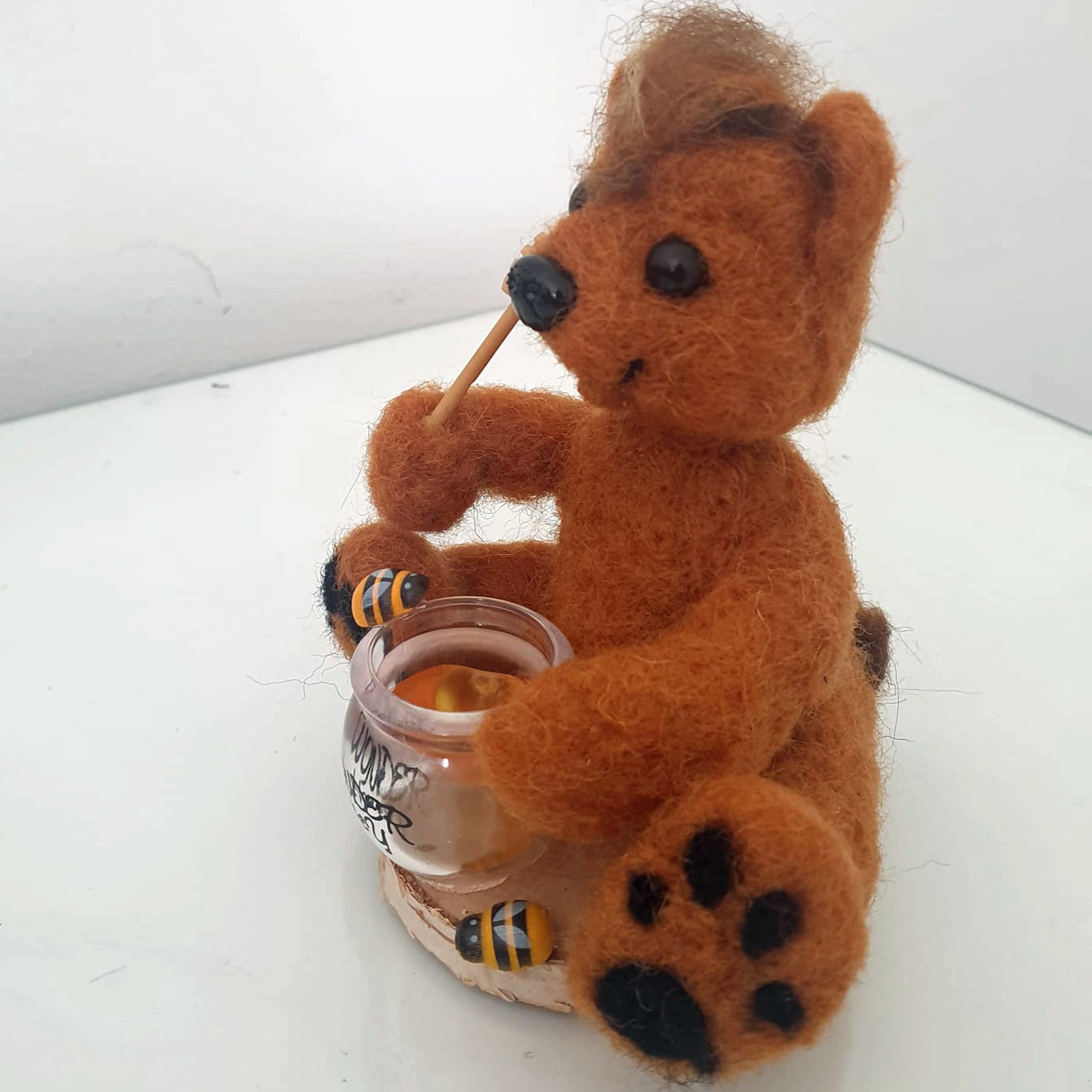 Bear Figure Made of Felt Needle Felted Teddy Bear on Cloud Etsy