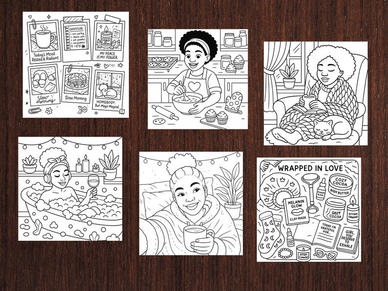 Cozy Black Girl Coloring Pages - Etsy
