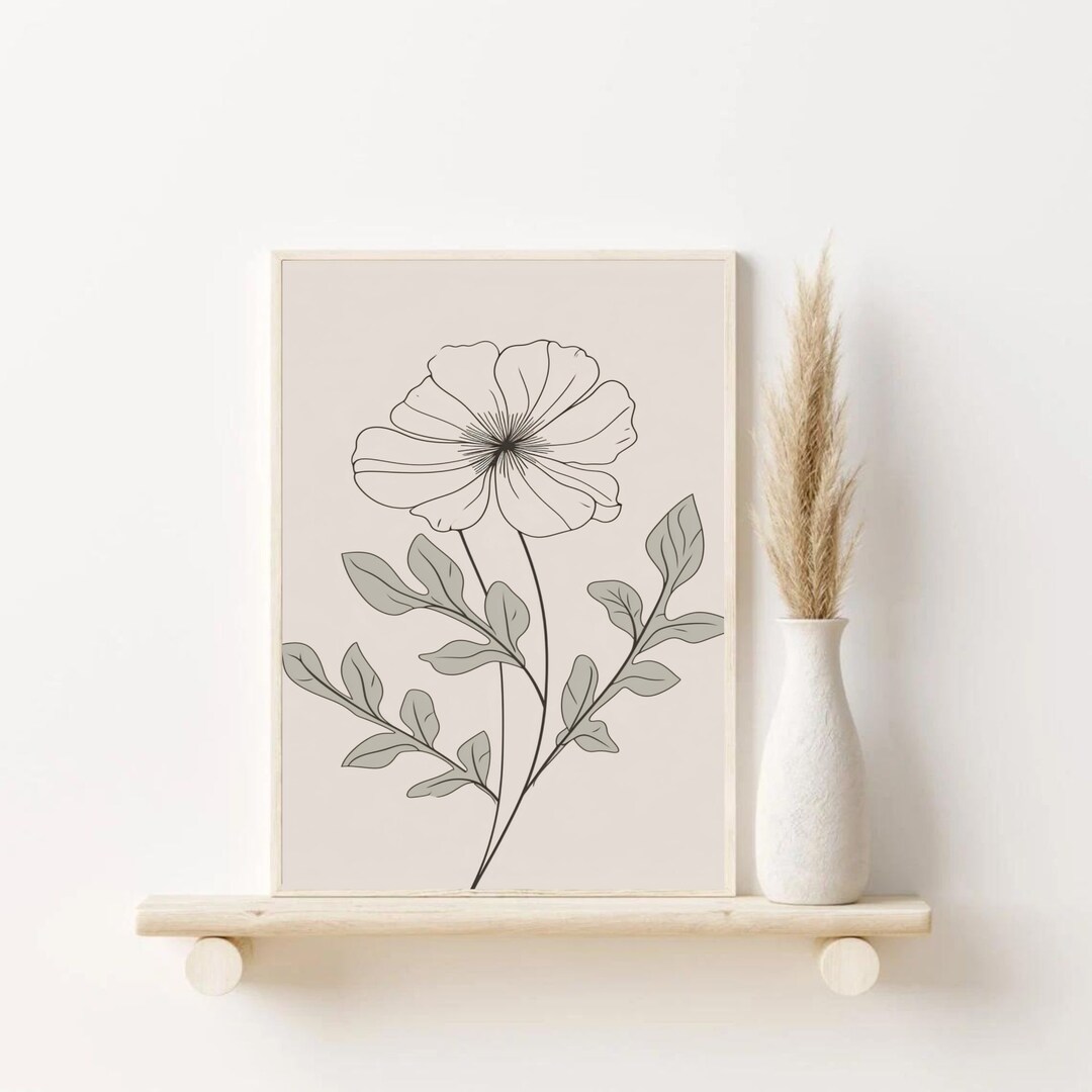 Canvas Wall Art Simple Flower Art Vintage Flower Picture Etsy