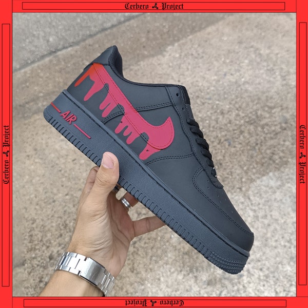 Custom Air Force 1 Custom mit Spritzer in Schwarz und Weiß