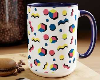 Tasse mignonne de conception graphique, tasse bicolore, tasse en céramique, tasse à café en céramique, tasse de thé, cadeau de tasse