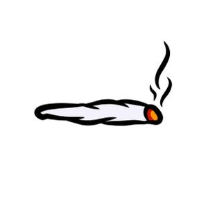 Puede incluir: Una ilustración de dibujos animados en blanco y negro de un porro encendido con humo saliendo del extremo.