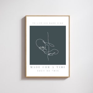 Made For A Time Such As This, Baby Line Art, Minimalist Nursery Wall Art, Family Line Drawing, One Line Art, Motherhood Art