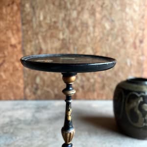 Antique Ebonized Chinoiserie Hand Painted Beverage Table