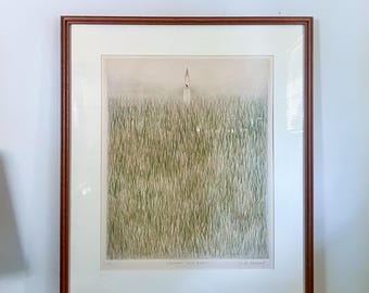 Korean Artist Kyu-Baik Hwang “Candle and Grass” Signed Mezzotint, H.C. Hors Commerce, Signed Print