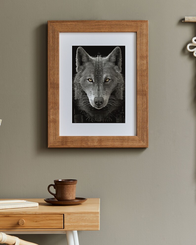 Grey Wolf ASCII Style Printable Wall Art Instant Digital Etsy