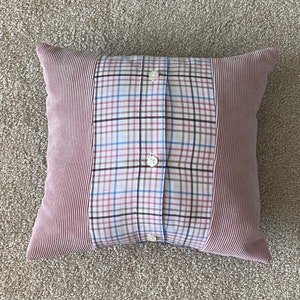 Denim Throw Pillow | Patchwork | Pink Corduroy Button-Up