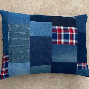 Denim Dog Bed Cover | Patchwork | Americana Plaid