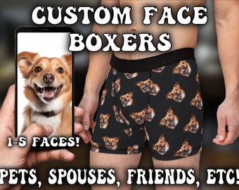 Boxershorts mit individuellem Gesicht, personalisierte Unterwäsche für Haustiere, Boxershorts mit individuellem Text, Geschenk für Papa, Geschenk für Mutter, Geschenk für Sie, Geschenk für Ihn