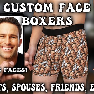 Calzoncillos boxer faciales personalizados, ropa interior personalizada para mascotas, boxeadores de texto personalizados, regalo de papá, regalo de mamá, regalo para ella, regalo para él