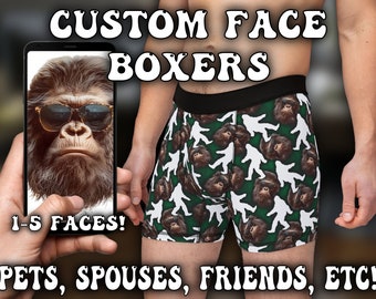 Boxershorts mit individuellem Gesicht, personalisierte Unterwäsche für Haustiere, Boxershorts mit individuellem Text, Geschenk für Papa, Geschenk für Mutter, Geschenk für Sie, Geschenk für Ihn