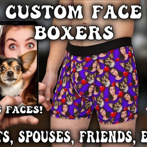 Calzoncillos boxer faciales personalizados, ropa interior personalizada para mascotas, boxeadores de texto personalizados, regalo de papá, regalo de mamá, regalo para ella, regalo para él
