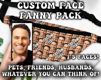 Custom Face Fanny Pack, Custom Dog Personalized Fanny Pack, Custom Text Fanny Pack, Dad Gift, Mom Gift, Gift For Her, Gift For Him