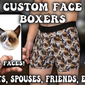 Calzoncillos boxer faciales personalizados, ropa interior personalizada para mascotas, boxeadores de texto personalizados, regalo de papá, regalo de mamá, regalo para ella, regalo para él