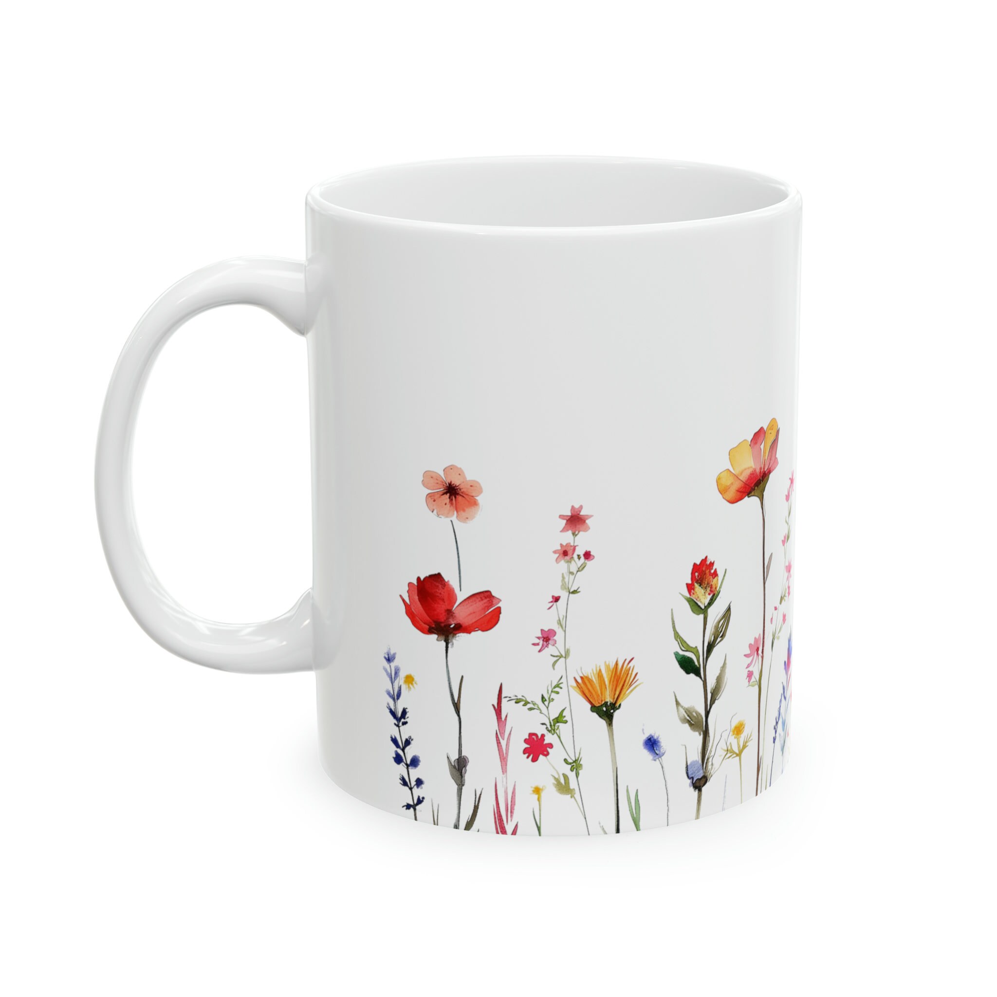 Wildflower Floral Mug, Boho Wildflowers Mug, Cottagecore Coffee Mugs ...