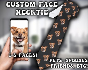 Custom Face Necktie, Custom Pet Personalized Tie, Custom Text Neck Tie, Dad Gift, Mom Gift, Gift For Her, Gift For Him