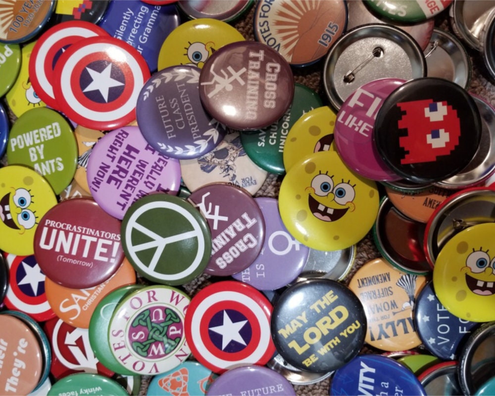 Custom Pin Buttons, Personalized Pins, Three Sizes, Company Logo, Gag ...