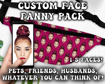 Aangepaste gezicht Fanny Pack, aangepaste hond gepersonaliseerde Fanny Pack, aangepaste tekst Fanny Pack, papa cadeau, moeder cadeau, cadeau voor haar, cadeau voor hem