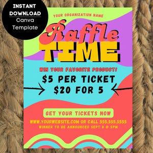Grant Raffle Header DIY Raffle Flyer - Canva Template - Fully Customizable Groovy Retro ...