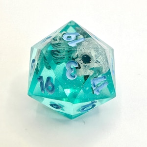 CUBE DE GÉLATINE BLEU *Édition spéciale 1 sur 100* - Jeu de 7 dés en résine polyédriques à bords tranchants pour le jeu sur table