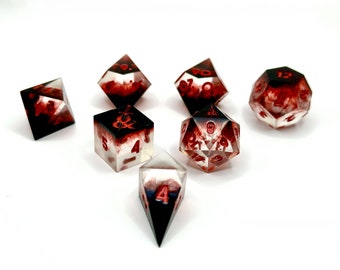 VAMPIRIC BITE - 7 Piece Polyhedral Sharp Edge Resin Dice Set For Tabletop Gaming