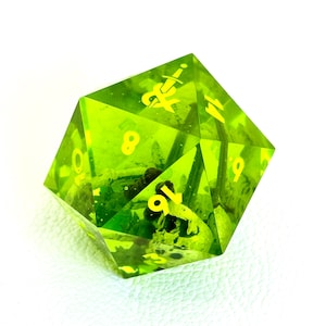 GELATINOUS CUBE - 40mm Chonk Sharp Edge Resin D20 Dice For Tabletop Gaming