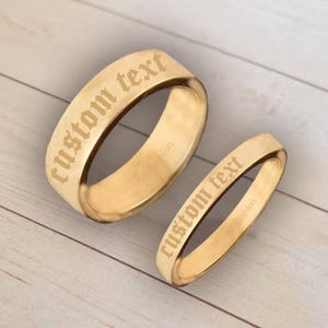 6mm & 4mm Wide Custom Text Engraving Band Ring, Promise Band, Gift for Couple, Gift for Him/Her, Valentine Day Gift - 925 Sterling Silver
