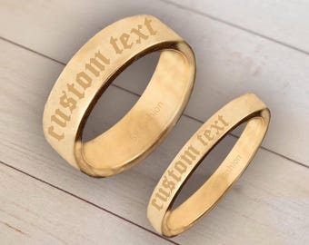6mm & 4mm Wide Custom Text Engraving Band Ring, Promise Band, Gift for Couple, Gift for Him/Her, Valentine Day Gift - 925 Sterling Silver