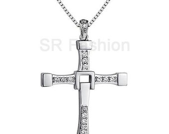 Stainless Steel Cross Pendant Necklace - Vin Diesel Smart Cross Pendant with Chain - Christmas Gift - Birthday Gift - Gift for Men