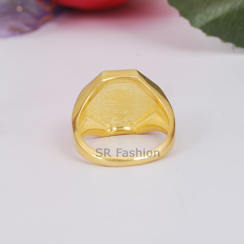 Gepersonaliseerde initiële Signet Ring Octagon Custom Signet Ring Zwart Emaille Ring Oud Engelse Ring Beginletter Ring 925 Zilver afbeelding 6