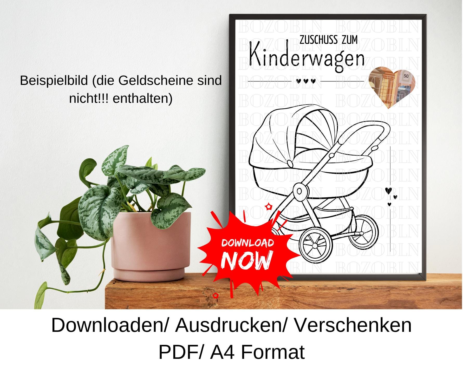 Geldgeschenk Kinderwagen Gutschein, Geschenkidee zur Geburt, Last Minute  Geschenk, DIY Vorlage, PDF, Download - Etsy.de