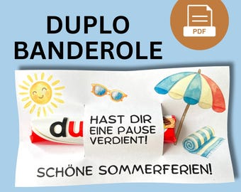 Duplo Banderole Ferienstart PDF, Ferien, Abschied Geschenk Grundschule, Letzter Schultag Mitbringsel Klasse, Digital