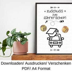 Rijbewijsvoucher, cadeau-idee voor een verjaardag, geldcadeau, last-minute verjaardagscadeau, doe-het-zelf-sjabloon, pdf, download