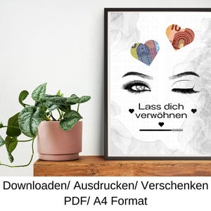 Vale de pestañas, cejas, idea de regalo de cumpleaños, regalo de dinero, regalo de cumpleaños de última hora, plantilla DIY, PDF, descargar