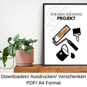 Hardware store, DIY craftsman voucher, gift idea, cash gift, last minute birthday gift, DIY template, PDF, download