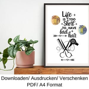 Vale de peluquería, idea de regalo de cumpleaños, regalo de dinero, regalo de cumpleaños de última hora, plantilla DIY, PDF, descargar