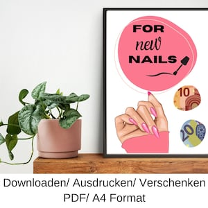 Nagelstudio Gutschein, Geschenkidee zum Geburtstag, Geldgeschenk, Last Minute Geburtstagsgeschenk, DIY Vorlage, PDF, Download