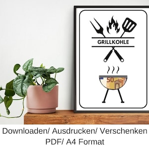 Grill Gutschein, Geschenkidee zum Geburtstag, Geldgeschenk, Last Minute Geburtstagsgeschenk, DIY Vorlage, PDF, Download