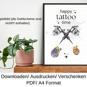 Tattoo voucher, cadeau-idee voor een verjaardag, geldcadeau, last-minute verjaardagscadeau, doe-het-zelf-sjabloon, PDF, download