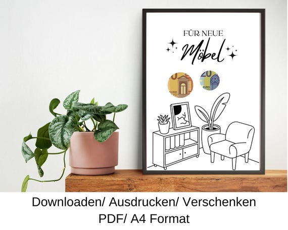 Möbel Umzug Einweihung Zuhause Gutschein, Geschenkidee, Geldgeschenk, Last Minute Geschenk, DIY Vorlage, PDF, Download