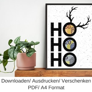 Cash gift Christmas voucher, gift idea for Christmas, last minute, DIY template, PDF, download
