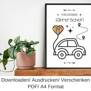 Rijbewijsvoucher, verjaardagscadeau-idee, geldcadeau, last-minute verjaardagscadeau, doe-het-zelfsjabloon, PDF, downloaden