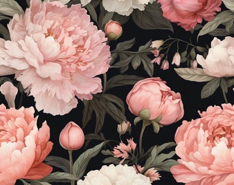 Romantic peonies in a watercolor design. Seamless pattern. Digital download only