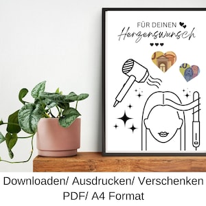 Cupón para plancha de pelo Dyson, idea de regalo de cumpleaños, regalo en efectivo, regalo de cumpleaños de última hora, plantilla DIY, PDF, descarga