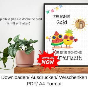Zeugnis Geld Geldgeschenk, Sommerferien Abi 2025, Last Minute Geschenkidee Bachelor, Geldgeschenk Abschluss | Download, PDF