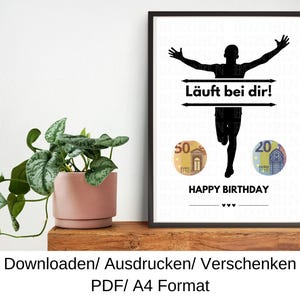 Geldgeschenk Geburtstag Sportler, Läufer, Geschenkidee zum Geburtstag, Last Minute Geburtstagsgeschenk, DIY Vorlage, PDF, Download