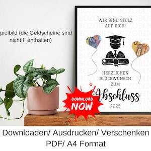 Geldgeschenk Abschluss Schule, Bachelor Master Ausbildung 2025, Last Minute Geschenkidee,  Geldgeschenk Abschluss | Download, PDF