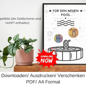 Geldgeschenk Pool Whirlpool Garten Gutschein, Geschenkidee Geburtstag, Weihnachten, Last Minute Geschenk, DIY Vorlage, PDF, Download