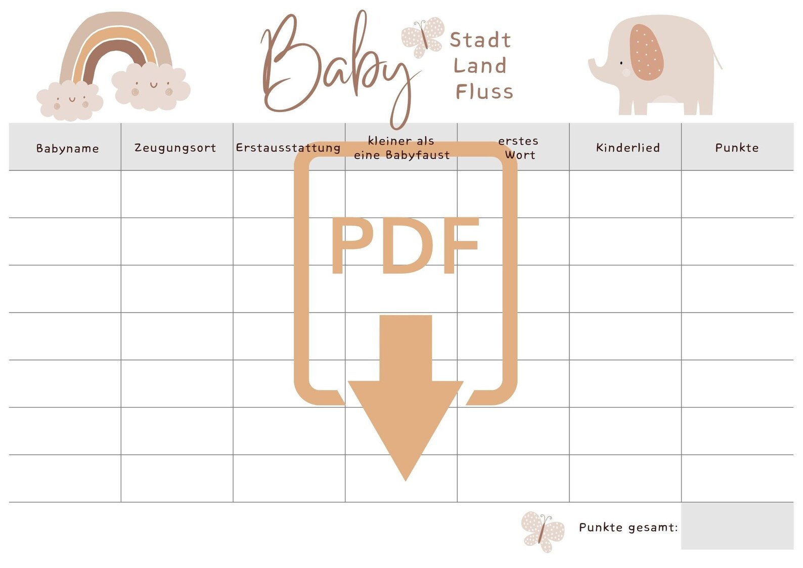 Baby Stadt Land Fluss zur Baby Party I 40 Blatt I DIN A4 I Set Baby