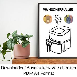 Cupón para Airfryer, idea de regalo de cumpleaños, regalo en efectivo, regalo de cumpleaños de último minuto, plantilla DIY, PDF, descarga